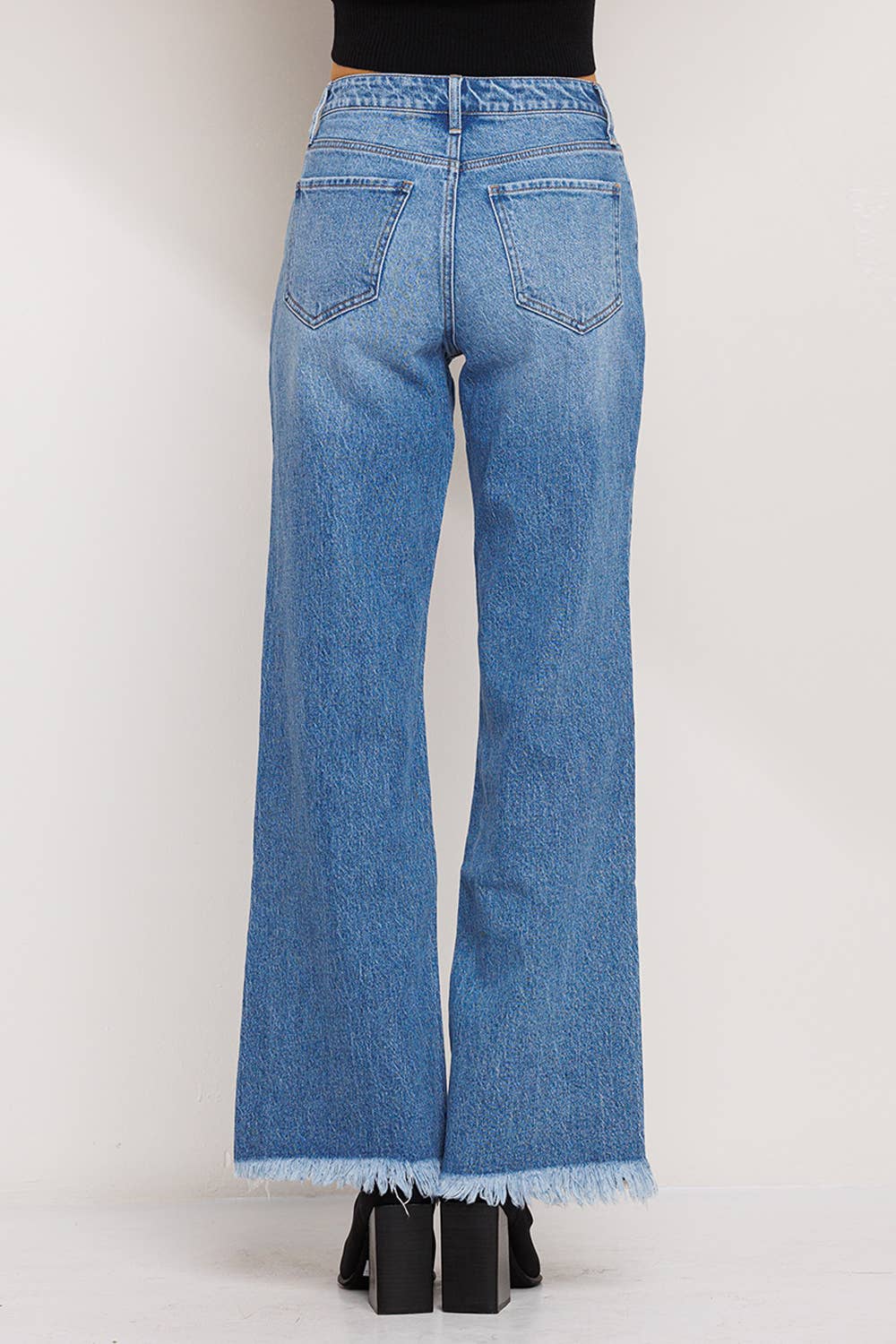 High Rise Wide Leg Jeans - Medium Wash