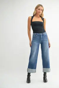 Scissor Cut Slim Wide Leg - Medium Denim