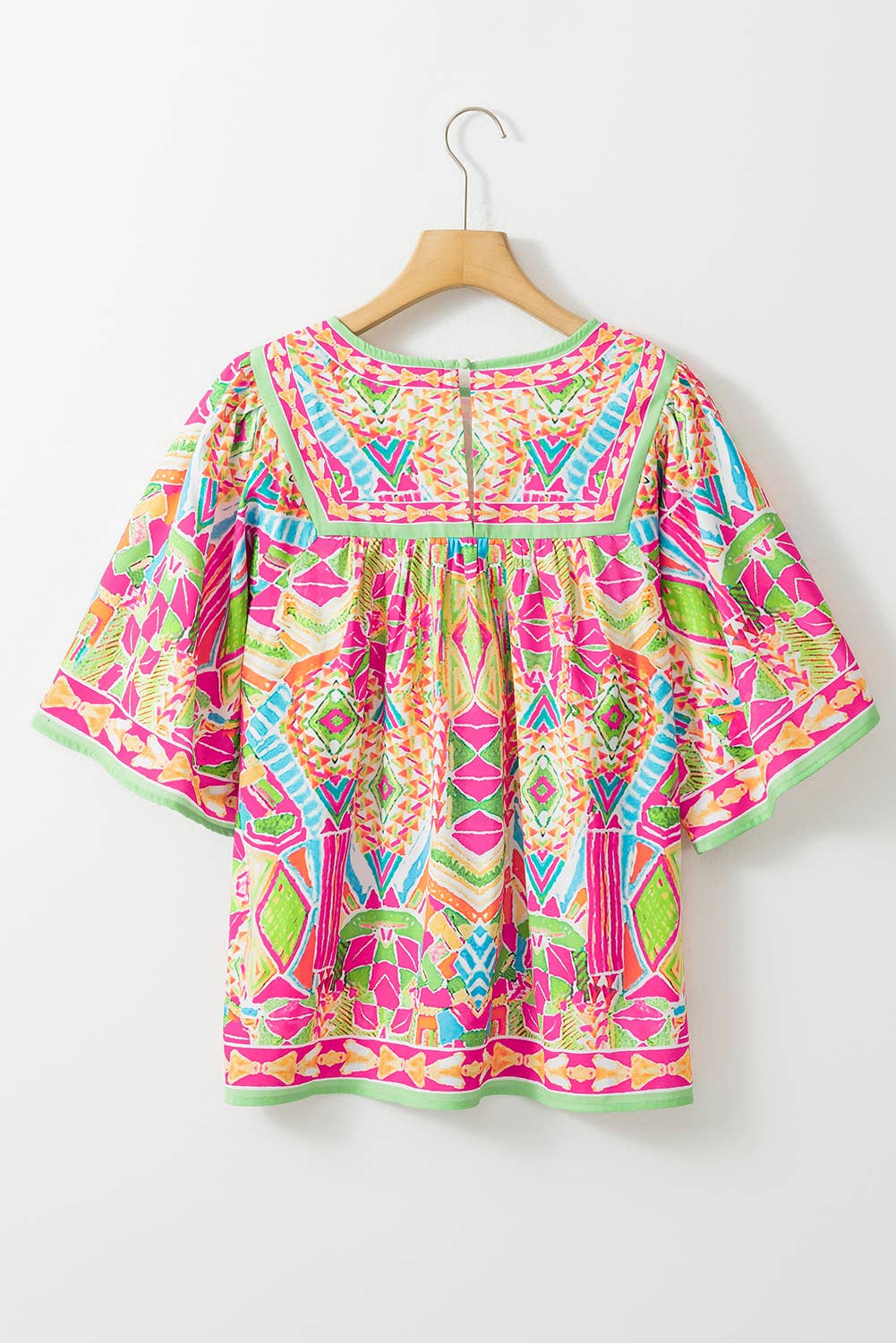 Women Fashion Geometric Print Loose Babydoll Blouse | S-XL
