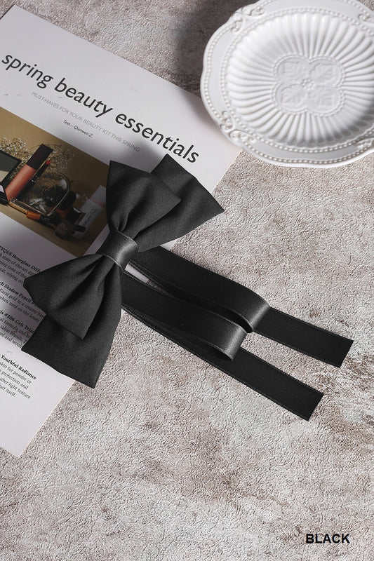 SILK SATIN DOUBLE LAYER BOWTIE RIBBON HAIR CLIPS BARRETTES