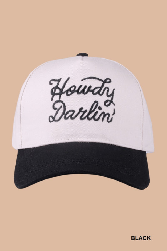 HOWDY DARLIN TWO-TONE CANVAS COTTON CAP