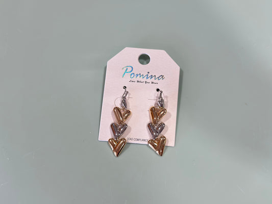 Heart dangle drop earrings