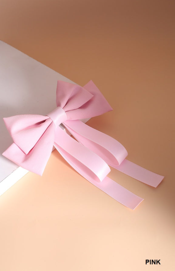 SILK SATIN DOUBLE LAYER BOWTIE RIBBON HAIR CLIPS BARRETTES