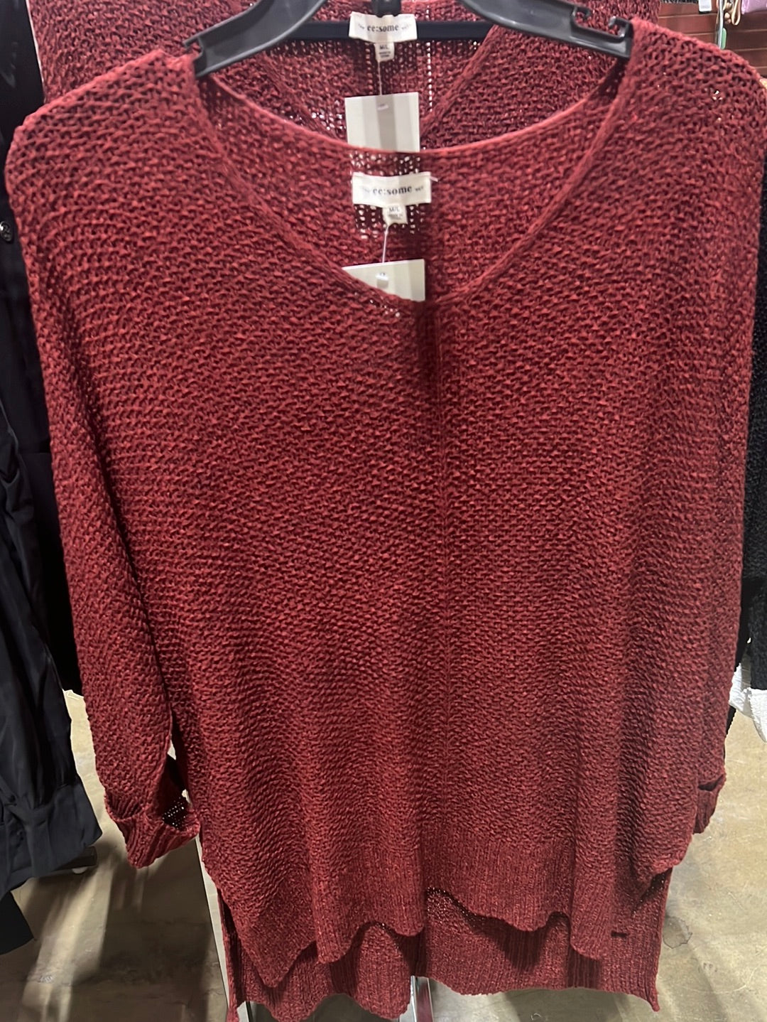 KNIT SWEATER RED BURGUNDY