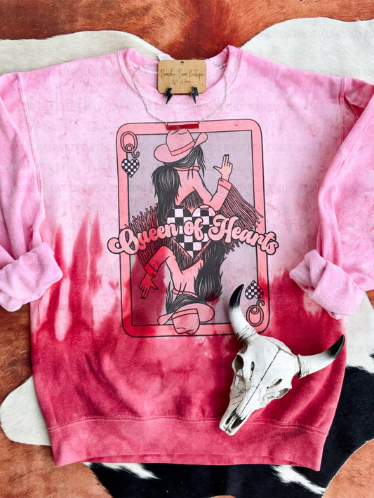 Queen of Hearts 💕 Western Dyed Sweatshirt