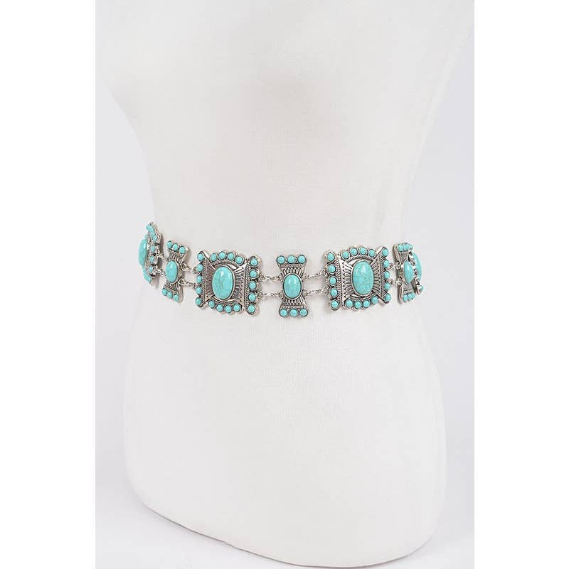 Turquoise Multi Metal Plus Size Chain Belt