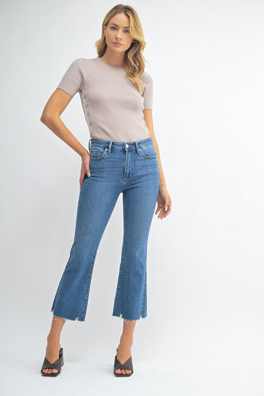 Piper Cropped Flare- Medium Denim