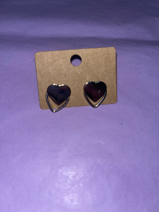 Silver heart shaped earrings