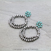 Western Navajo Style Pearl with Stone Stud Earrings