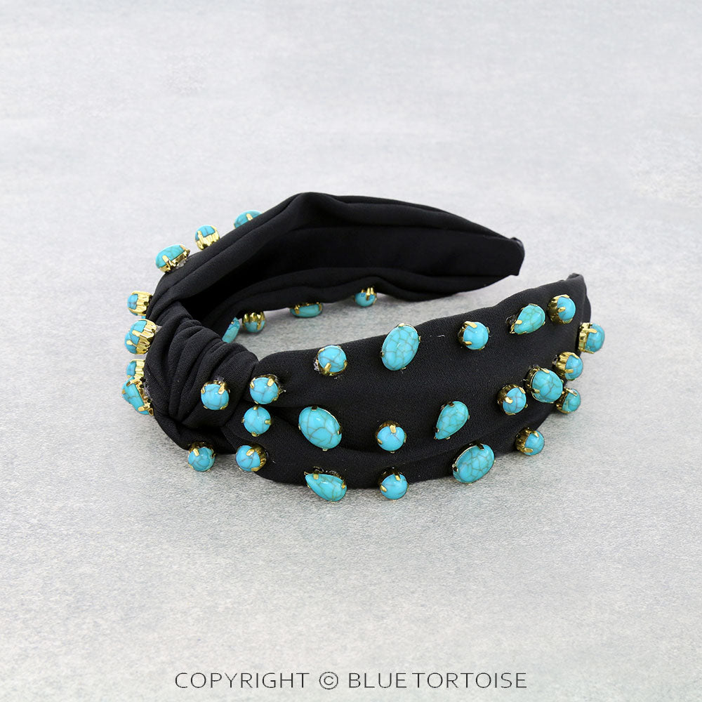 Western Style Stone Headband/ black