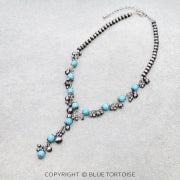 Navajo Style Pearl & Bead Y Necklace