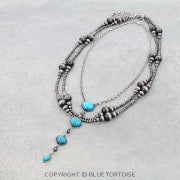 3 Layer Navajo Style Pearl & Stone Y Necklace