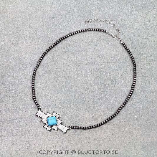 Navajo Style Pearl with Aztec Necklace