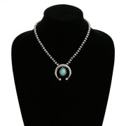 6mm Navajo Style Beads with Squash Blossom Pendant Necklace