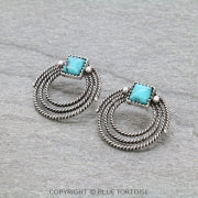 Twisted Wire Stone Stud Earrings