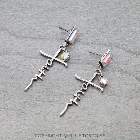 Western Faith Typography Stud Earrings