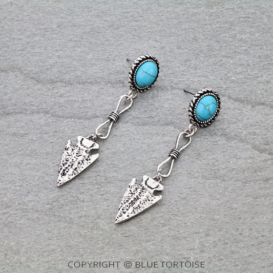 Western Arrow Drop Stud Earrings