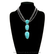 Navajo Style Beads with Stone Pendant Necklace
