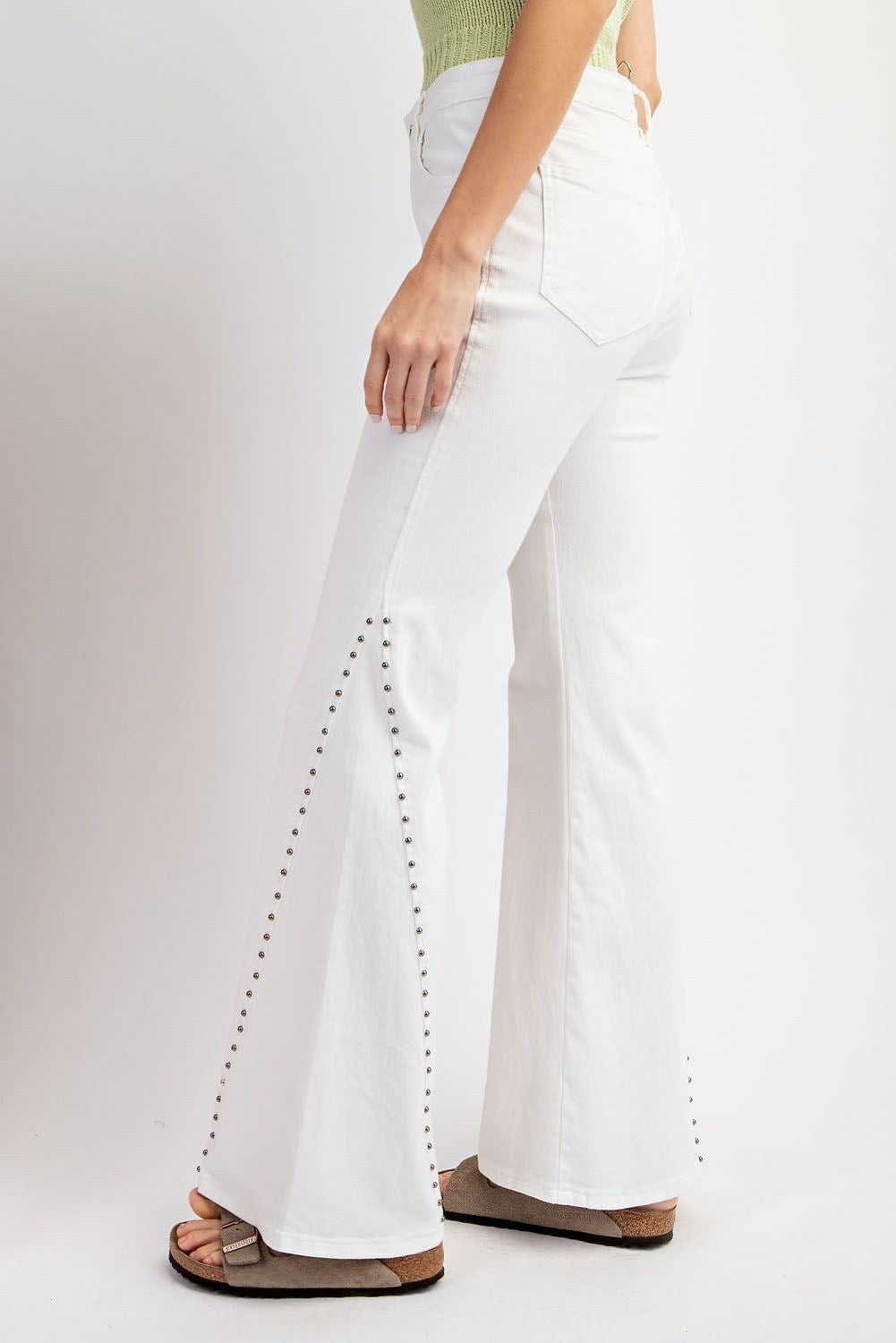 Mineral Washed Studded Bell Bottoms
