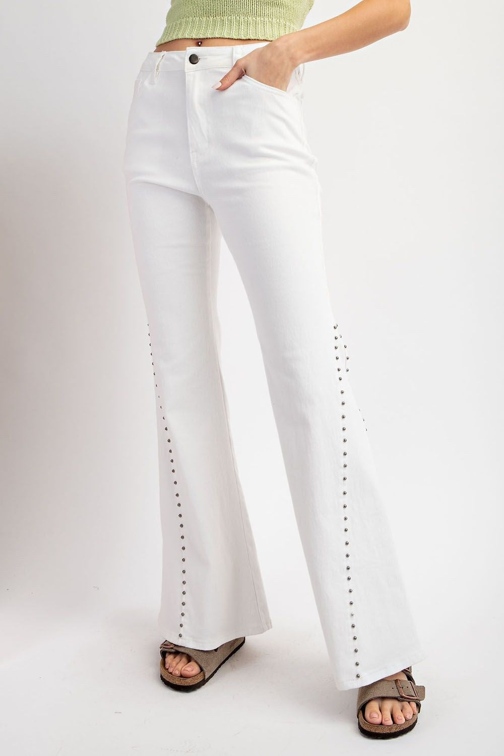 Mineral Washed Studded Bell Bottoms