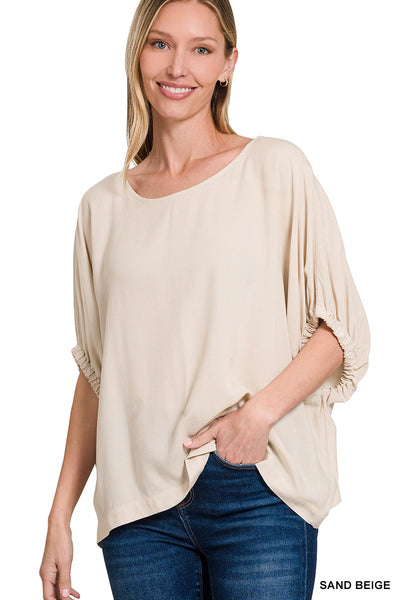 Woven oversized boxy top