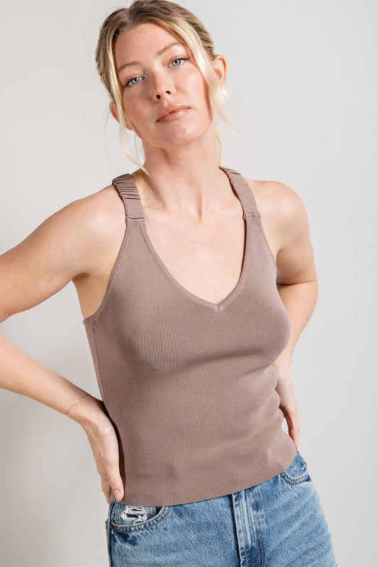 BACK CROSS STRAP SLEEVELESS TOP