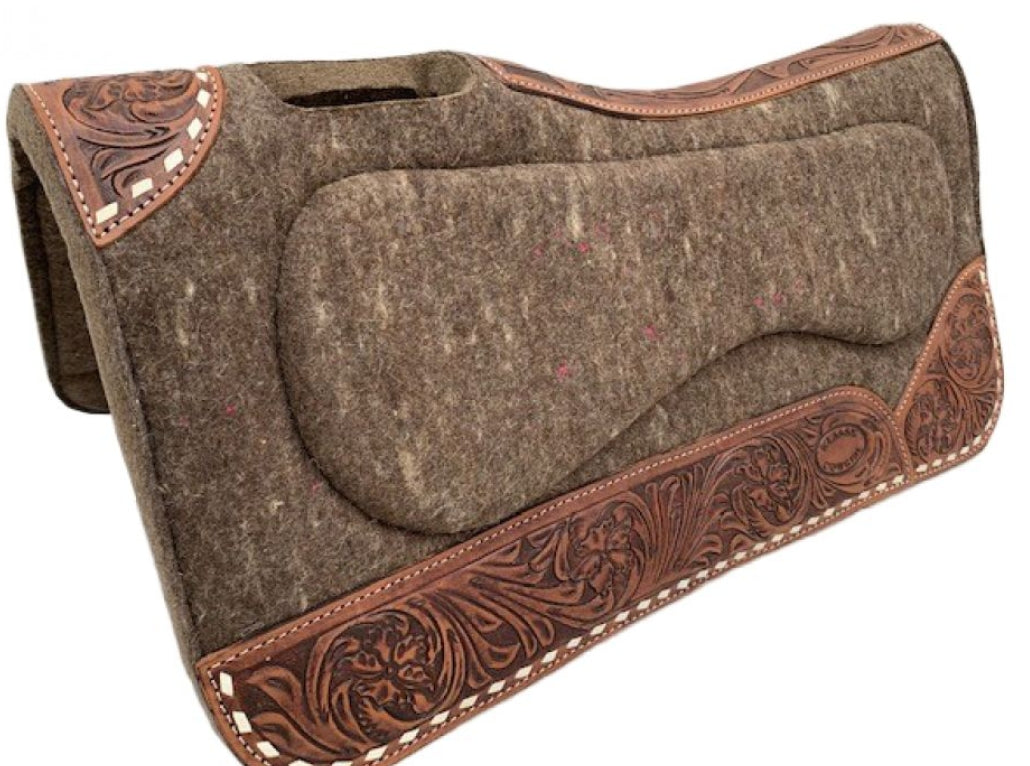 Klassy Cowgirl 28" x 30" x 1" Wool Pad with Tooled Leather Accents
