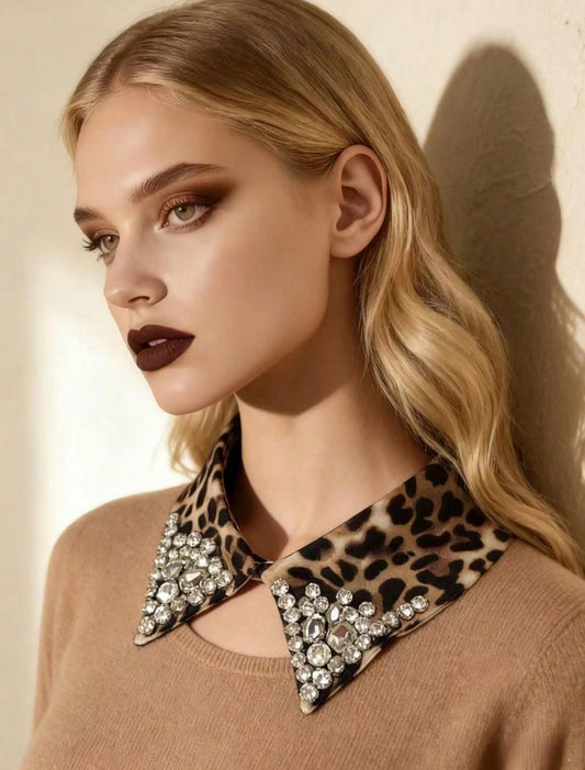 Sparkling Leopard Print Detachable Collar