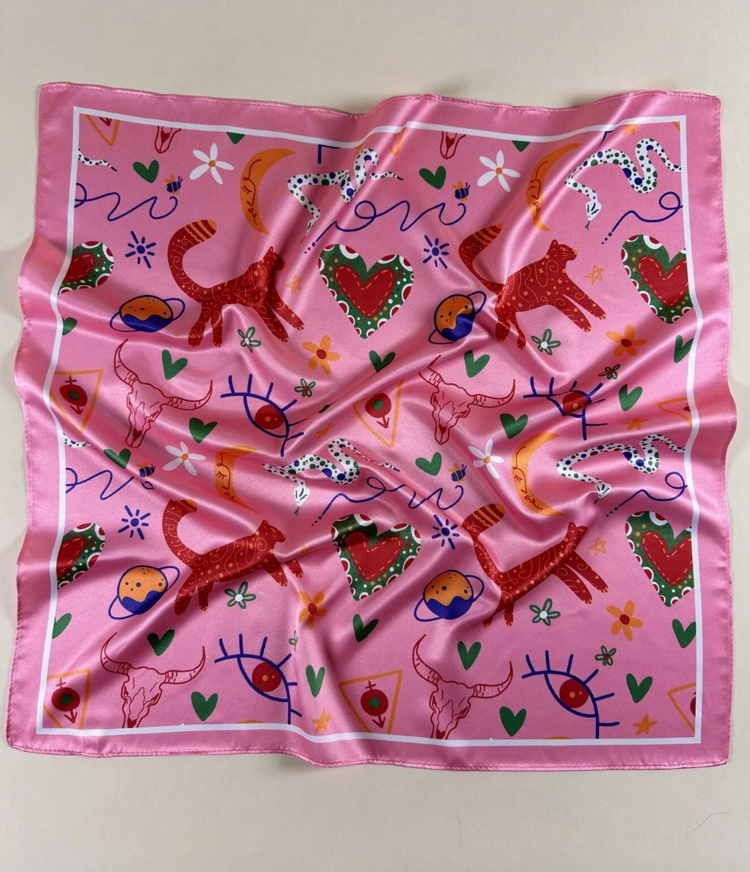 Retro multicolor pink western Scarf/Bandana