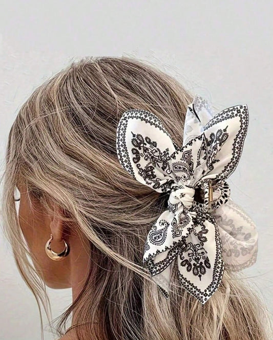 Butterfly Claw Hair Clip with Bow Tie and Tassel
