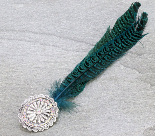 10″ Feather & Concho Hat Pin