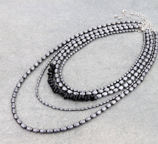 Multi Layered Western Bead Necklace – Rice Bead