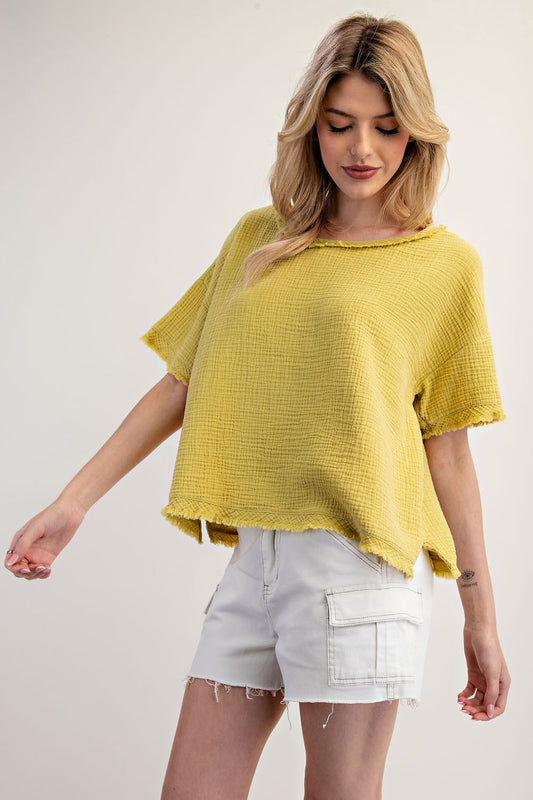 Mineral Washed Cotton Gauze Top