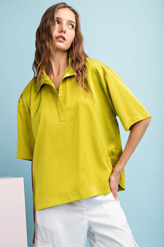 SATIN SHORT SLEEVE TOP