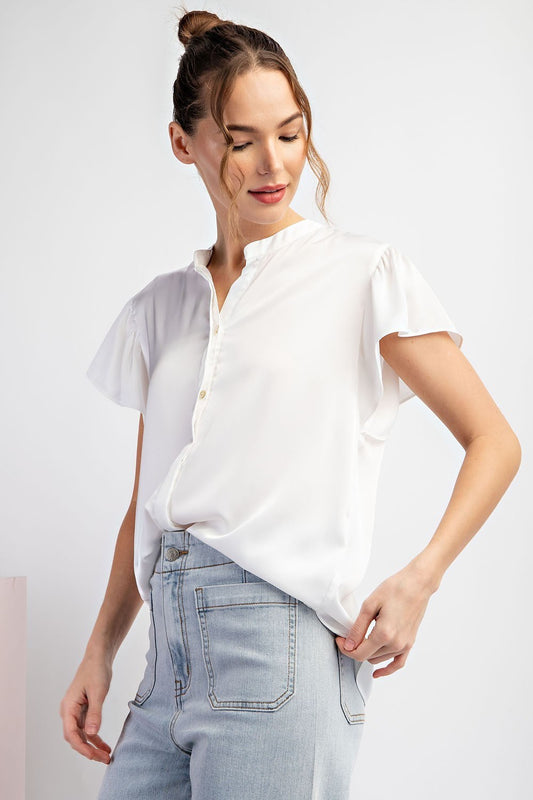 SATIN BUTTON DOWN BLOUSE TOP
