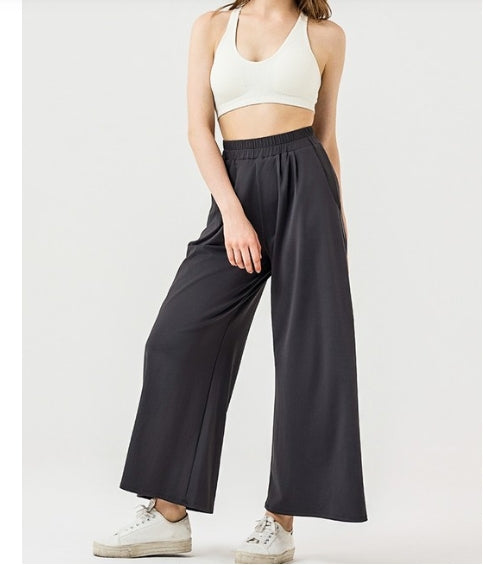 Stretch Yoga Knit Wide Leg Palazzo Pants