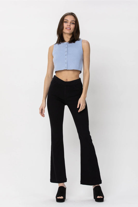 Black Mid Rise Petite Flare Jegging