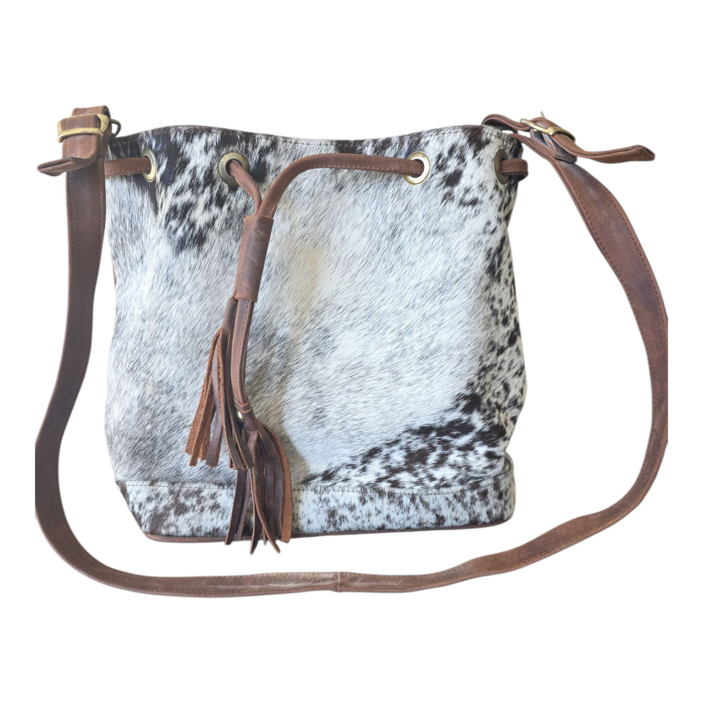 BROWN/WHITE COWHAIR HANDBAG - PRELOVE